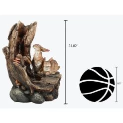 LuxenHome Resin Two Bunnies Tree Stump Outdoor Fountain With LED Lights 15 LuxenHome Resin Two Bunnies Tree Stump Outdoor Fountain With LED Lights -Quality Garden Outdoor Store GUEST 52e35c11 68e6 4740 902e e5bae1228260