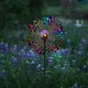 60" Solar Ecliptic Metal Wind Spinner Lawn Stake With Color-Changing LED Light - Alpine Corporation