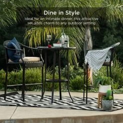 Best Choice Products 3-Piece Outdoor Wicker Bistro Bar Height Set For Patio, Garden W/ Barstools, Steel Frame -Quality Garden Outdoor Store GUEST 541e0175 cd04 4c8c aeed 8b72e6c6c8c4