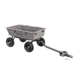 Gorilla Carts 800 Pound Capacity Heavy Duty Poly Yard Garden Steel Dump Utility Wheelbarrow Wagon Cart With 2 In 1 Towing ATV Handle, Gray