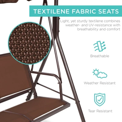 Best Choice Products 2-Seater Outdoor Adjustable Canopy Swing Glider Patio Bench W/ Textilene, Steel Frame 1 Best Choice Products 2-Seater Outdoor Adjustable Canopy Swing Glider Patio Bench W/ Textilene, Steel Frame