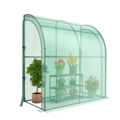 Costway 7'x 3.5'x 7' Lean-to Greenhouse Portable Wall House With Green PE Cover And Shelf -Quality Garden Outdoor Store GUEST 584d7a6a 5ad0 4aa8 829e 08059ba04a65