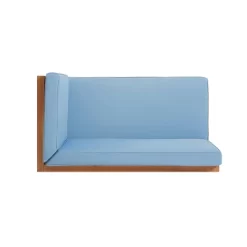 2pc Brava Outdoor Acacia Wood Right Arm Loveseat & Coffee Table With Cushion Teak/Blue - Christopher Knight Home -Quality Garden Outdoor Store GUEST 588da207 a0f3 434c 8079 e93b0cf3c2e1