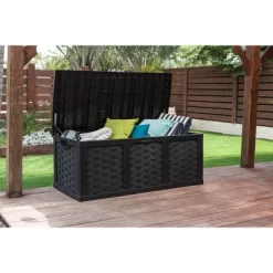 Starplast 153 Gallon Plastic Deck Box Black -Quality Garden Outdoor Store GUEST 59008e16 6074 486d a264 bee870c30b4b