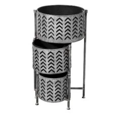 Galvanized Grow Bag Triple Planters With Stand