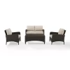 Kiawah 4 Piece Outdoor Wicker Conversation Set- Sand - Crosley