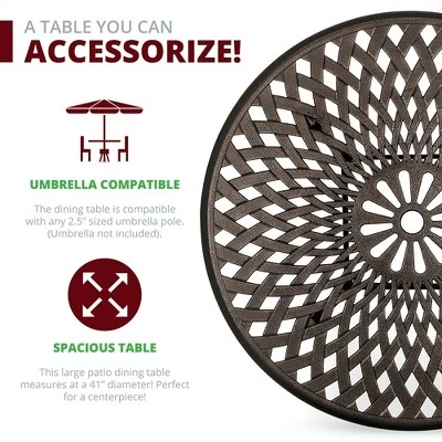 Kinger Home Arden 5-Piece Outdoor Dining Table Set With A Cast Aluminum Frame, Bronze 3 Kinger Home Arden 5-Piece Outdoor Dining Table Set With A Cast Aluminum Frame, Bronze - Image 3