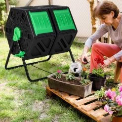 Costway Dual Chamber Compost Tumbler Outdoor Rotating Chamber Compost Bin 34.5 Gallon -Quality Garden Outdoor Store GUEST 5abfbb3c bc82 466d 8ebc 72d251284464