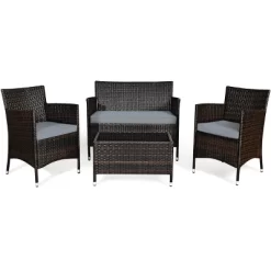 Tangkula 4-Piece Patio Rattan Wicker Conversation Furniture Set Sofa Chair Table Set -Quality Garden Outdoor Store GUEST 5c2c5de5 ed78 4b07 b0f3 087d42ecbdba