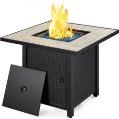 Yaheetech Gas Fire Pit Table Square With Ceramic Tabletop Outdoor