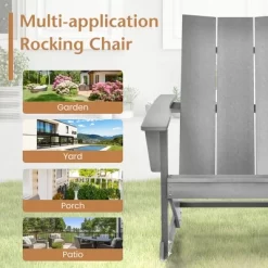 Costway Patio Adirondack Rocking Chair All Weather HDPE Porch Rocker 330lbs Grey Outdoor -Quality Garden Outdoor Store GUEST 5cdfe79d 3c13 45f8 800d 071b761e1004