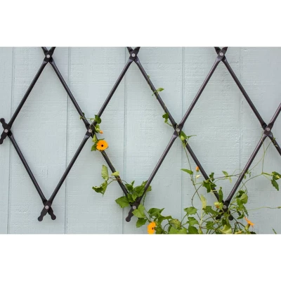 Achla Designs 43" Traditional Wall Mounted Lattice Iron Garden Trellis Graphite Powder Coat Finish 2 Achla Designs 43" Traditional Wall Mounted Lattice Iron Garden Trellis Graphite Powder Coat Finish - Image 2