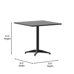 Emma And Oliver 31.5'' Square Aluminum Indoor-Outdoor Table With Base -Quality Garden Outdoor Store GUEST 5e38d18f 746d 4ee5 aa63 96ff50121cd8