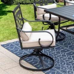 Captiva Designs 7pc Steel Outdoor Patio Dining Set With Swivel Chairs & Cushions Black -Quality Garden Outdoor Store GUEST 5e73b781 564c 4f5b 928f e8cd884d30f1