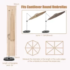 Costway Parasol Offset Cantilever Umbrella Cover 11ft Zipper Fiberglass Rod Outdoor -Quality Garden Outdoor Store GUEST 5ebe1a56 d29b 4e7b 82cb cebcab9dfd7c