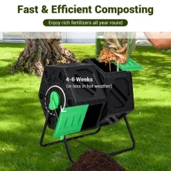 Costway Dual Chamber Compost Tumbler Outdoor Rotating Chamber Compost Bin 34.5 Gallon -Quality Garden Outdoor Store GUEST 5ede0308 53ad 4638 b124 3711361e2571