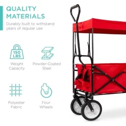 Best Choice Products Folding Utility Cargo Wagon Cart W/ Removable Canopy, Cup Holders -Quality Garden Outdoor Store GUEST 5ef7ec19 7f7d 4b8d 8f73 aa7b4cb140bf