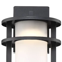 John Timberland Aline Modern Outdoor Wall Light Fixtures Set Of 2 Black Metal LED 13" White Frosted Glass For Post Exterior Barn Deck