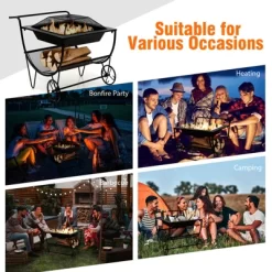 Tangkula 21.5" Fire Pit & Firewood Log Rack Outdoor Square Firepit & Firewood Holder With Spark Screen Rolling Wheels 17 Tangkula 21.5" Fire Pit & Firewood Log Rack Outdoor Square Firepit & Firewood Holder With Spark Screen Rolling Wheels -Quality Garden Outdoor Store GUEST 6008d2b5 14fb 4bc8 b481 3fe791b004cf