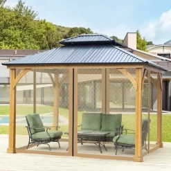 Aoodor Gazebo Netting Black 12' X 12' Polyester Screen Replacement 4 Panel Sidewalls For Patio (Only Netting) -Quality Garden Outdoor Store GUEST 6190eb43 abdd 4372 9925 13b817bc7200