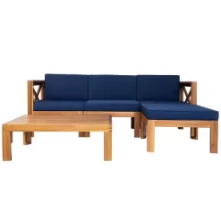 Outdoor Patio Wooden 5 Pieces Modular Sofa Set With Cushions - ModernLuxe -Quality Garden Outdoor Store GUEST 61f9ea9e 2e87 475c ab2f 89cef5d2b814