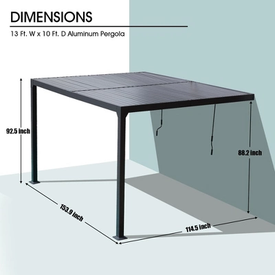 Aoodor Outdoor Louvered Pergola Adjustable Louvered Sloping Roof Wall-Mounted Pergola 3 Aoodor Outdoor Louvered Pergola Adjustable Louvered Sloping Roof Wall-Mounted Pergola - Image 3
