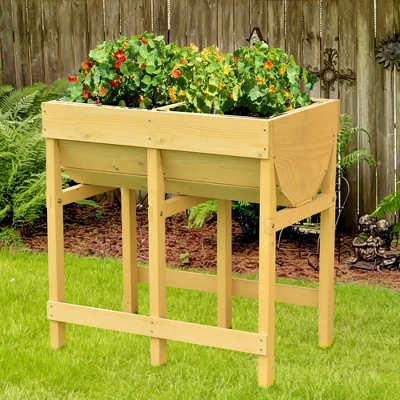 Costway Raised Wooden V Planter Elevated Vegetable Flower Bed Free Standing Planting With Liner 2 Costway Raised Wooden V Planter Elevated Vegetable Flower Bed Free Standing Planting With Liner - Image 2