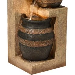 John Timberland Stoneware Bowl And Jar Rustic Cascading Outdoor Floor Water Fountain With LED Light 46" For Yard Garden Patio Home Deck Porch Exterior -Quality Garden Outdoor Store GUEST 631413a5 cee4 485b a8df a250e8e6b0a8