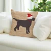 18"x18" Front Porch Christmas Dog Indoor/Outdoor Square Throw Pillow Neutral - Liora Manne