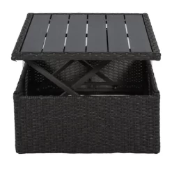 4pc Outdoor Wicker Rectangle Daybed With Canopy & Cushions - Blue - GODEER -Quality Garden Outdoor Store GUEST 63a5e210 8a82 4515 92ed 04a43b485285