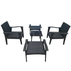 5pc Outdoor Wicker Conversation Set With Arm Chairs, Accent Table & Ottomans - Gray - GODEER -Quality Garden Outdoor Store GUEST 63f3da10 8763 4a79 adbd 218c9a681617