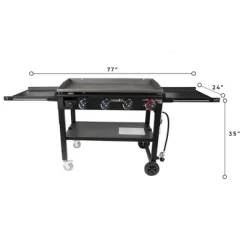 Razor Griddle 37 Inch Outdoor Steel 4 Burner Propane Gas Grill Griddle With Wheels And Top Cover Lid Folding Shelves For Home BBQ Cooking, Black -Quality Garden Outdoor Store GUEST 64894b3f 5fac 4d17 9030 d6628b934fc3