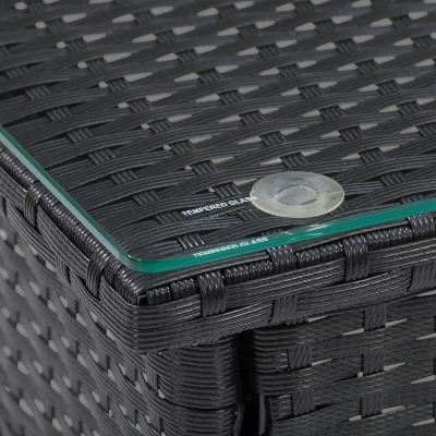 Parksville Rattan Side Table - Black - CorLiving 3 Parksville Rattan Side Table - Black - CorLiving - Image 3