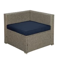 6pc Outdoor Rattan Wicker Set With Sectional, Chairs, Accent Table & Ottoman - Gray/Navy - GODEER -Quality Garden Outdoor Store GUEST 653cf01e 13f4 4128 ac95 e5b299999163