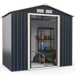 Costway Metal Storage Shed For Garden And Tools W/Sliding Double Lockable Doors