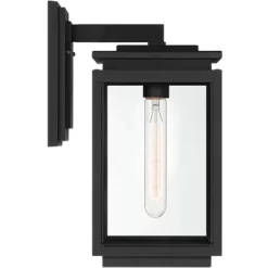 Possini Euro Design Atkins Modern Outdoor Wall Light Fixture Matte Black 14 1/4" Clear Glass For Post Exterior Barn Deck House Porch Yard Posts Patio -Quality Garden Outdoor Store GUEST 65e53daa fcfb 42ab 8caa 31139c67b349
