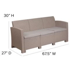 Merrick Lane Outdoor Furniture Resin Sofa Faux Rattan Wicker Pattern Patio 3-Seat Sofa With All-Weather Cushions -Quality Garden Outdoor Store GUEST 67c2e3b0 e7e8 4717 9279 af691c73658e