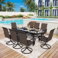 Rattan/Steel 360 Swivel Patio Dining Arm Chairs - Captiva Designs -Quality Garden Outdoor Store GUEST 68e134e2 b25e 42f6 8c6c 61de627bcbcc