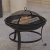 Merrick Lane Fire Pit Outdoor Wood Burning Round Iron 22" Fire Pit For Patio, Backyard, Camping, Picnics With Spark Screen And Poker