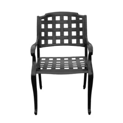 9pc Outdoor Dining Set With 84" Modern Ornate Mesh Aluminum Large Rectangular Table & Checker Chairs - Black - Oakland Living -Quality Garden Outdoor Store GUEST 69823222 ca56 44d7 9d02 791acbf8f887