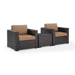 Biscayne 3pc Outdoor Wicker Seating Set - Mocha - Crosley -Quality Garden Outdoor Store GUEST 69b67536 a0d8 4eb4 9ae6 fc3d2239db57