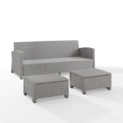 Bradenton 3pc Outdoor Wicker Sofa & 2 Ottoman Set - Navy/Gray - Crosley 17 Bradenton 3pc Outdoor Wicker Sofa & 2 Ottoman Set - Navy/Gray - Crosley -Quality Garden Outdoor Store GUEST 6a2be418 45b0 4137 a53a de8186f06036