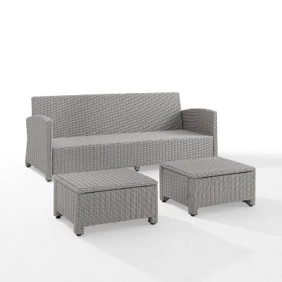 Bradenton 3pc Outdoor Wicker Sofa & 2 Ottoman Set - Navy/Gray - Crosley 8 Bradenton 3pc Outdoor Wicker Sofa & 2 Ottoman Set - Navy/Gray - Crosley - Image 8