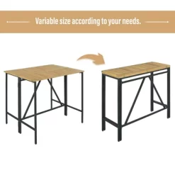 5-Piece Outdoor Patio Wicker Bar Set With Foldable Acacia Wood Top With 4 Stools And 1 Table,Brown - ModernLuxe -Quality Garden Outdoor Store GUEST 6a608535 9c02 4c01 8a5b 0b7a1220181a