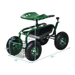 Costway Garden Cart Rolling Work Seat W/ Tool Tray Basket Green -Quality Garden Outdoor Store GUEST 6a63a60c 94bf 4ae7 b1a1 3d98cb5145b7