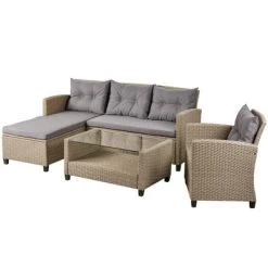 4pc Wicker Patio Conversation Set With Cushions - Beige/Brown - GODEER 20 4pc Wicker Patio Conversation Set With Cushions - Beige/Brown - GODEER -Quality Garden Outdoor Store GUEST 6af6df0f 9e5d 41c8 83cb 08f763d2511d