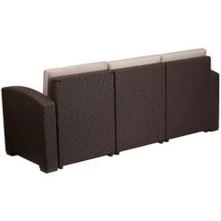 Flash Furniture Chocolate Brown Faux Rattan Sofa With All-Weather Beige Cushions -Quality Garden Outdoor Store GUEST 6b9eece8 3b70 4fb1 a4ab a8419fd02fd4