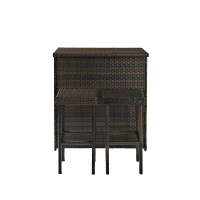 Palm Harbor 3pc Outdoor Wicker Bar Set - Brown - Crosley 6 Palm Harbor 3pc Outdoor Wicker Bar Set - Brown - Crosley - Image 6