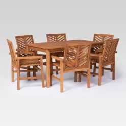 7pc Slatted Chevron Acacia Patio Dining Set - Saracina Home 23 7pc Slatted Chevron Acacia Patio Dining Set - Saracina Home -Quality Garden Outdoor Store GUEST 6c5a38cb 01f2 4a50 903c b27f64f7a8ce