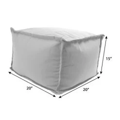 20" X 20" X 15" Outdoor Bean Filled Pouf/Ottoman In Sunbrella Cast Mist - Jordan Manufacturing -Quality Garden Outdoor Store GUEST 6d52e1f3 ccc0 4a2e 9c77 e2a55302cfd4